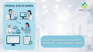 alt="Ilustrasi interaksi dokter, ahligizi, dan dapur digital dalam Modul Gizi SIMRS"