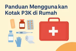 Panduan Menggunakan Kotak P3K di Rumah – ilustrasi isi kotak P3K dan cara penggunaannya